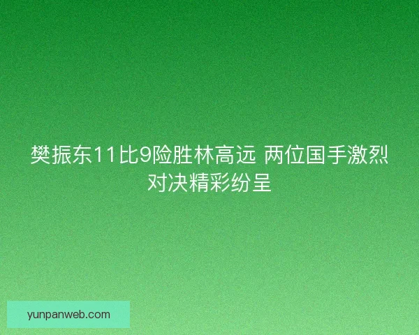 樊振东11比9险胜林高远 两位国手激烈对决精彩纷呈